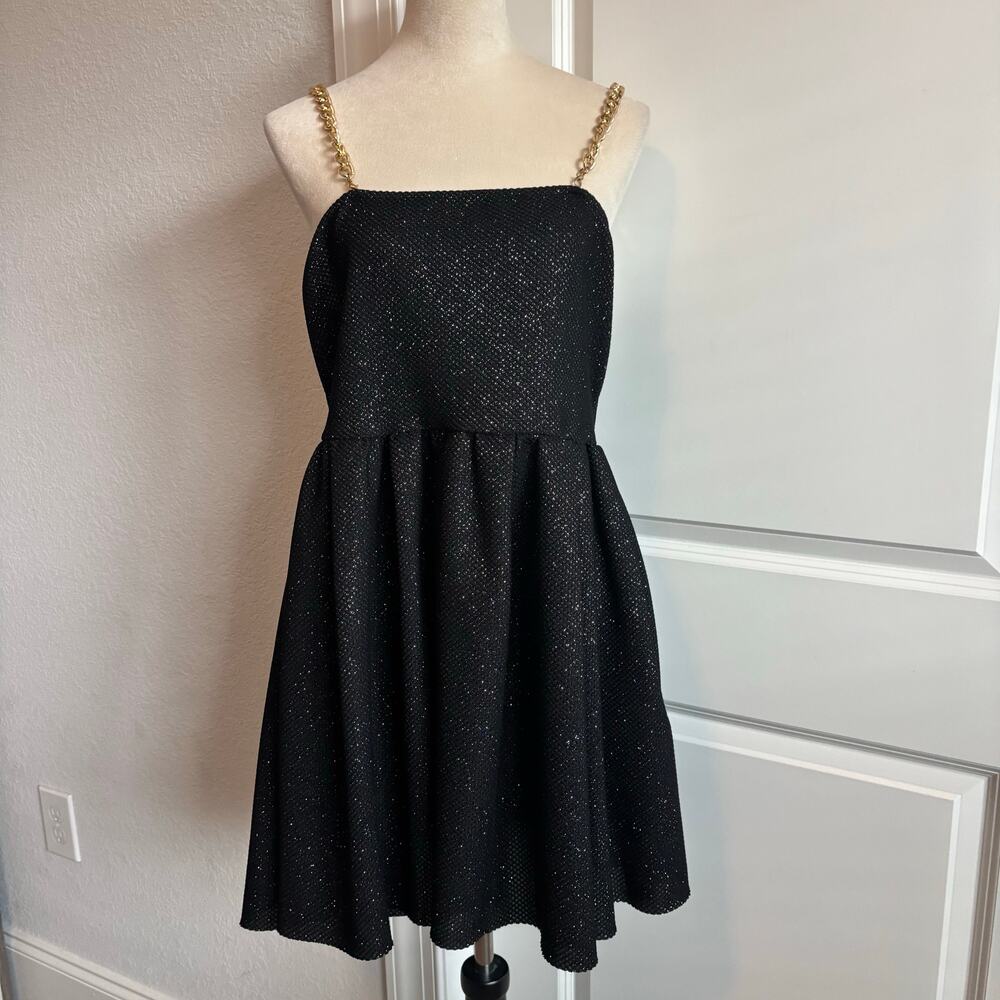 Dolls‎ Kill Girl New Girls Order Women Chain NYE Glitter Dress Black 18 Babydoll
